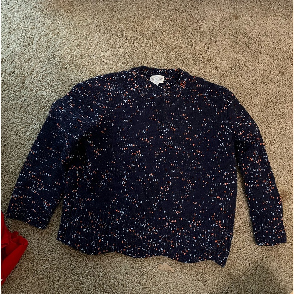 navy blue colorful sweater